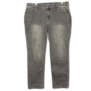 Chicos Jeans 2.5 Womens 14 Grey Straight Leg Stretch Cotton Stretch Blend Denim